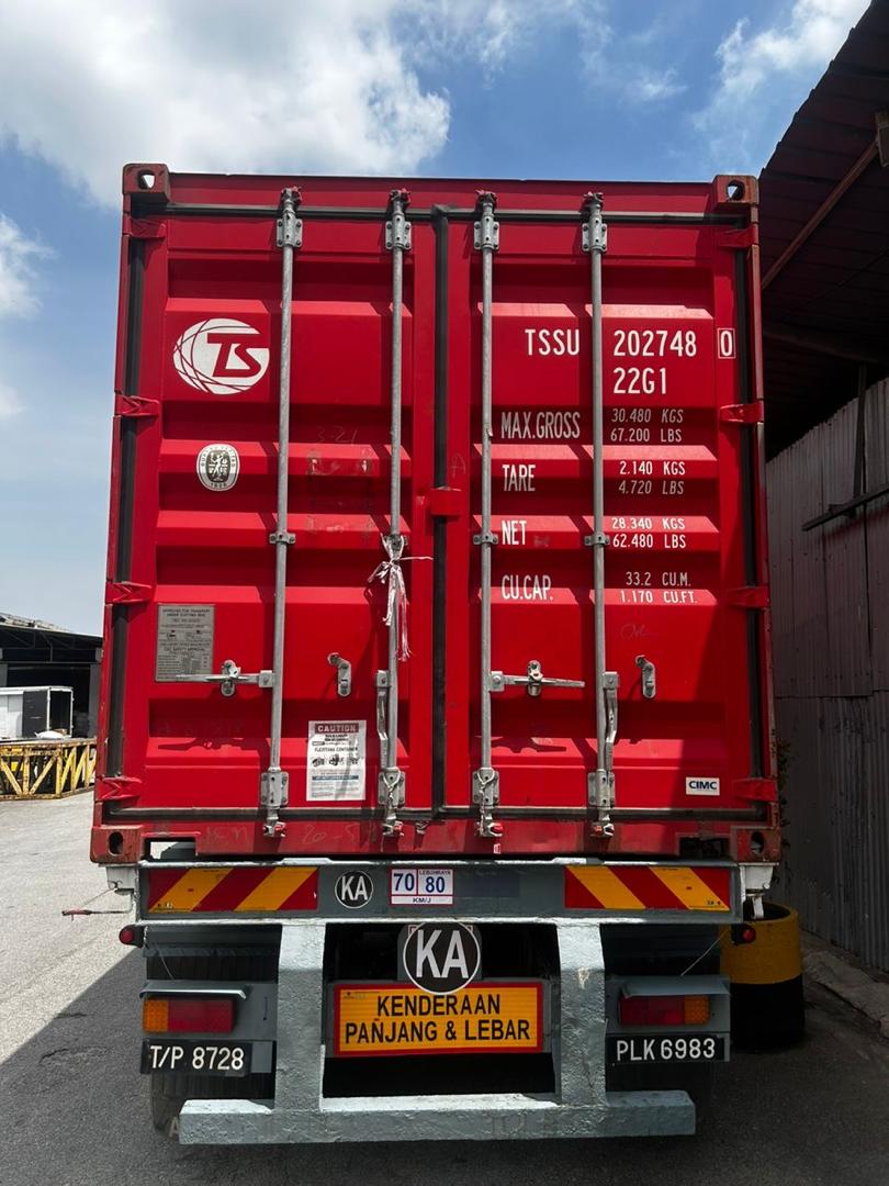 Red Shipping Container On Truck